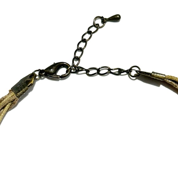 Boho Brown Gold Beige Pearlized Layered Round Circle Loop Pendant Rope Necklace - Picture 7 of 8